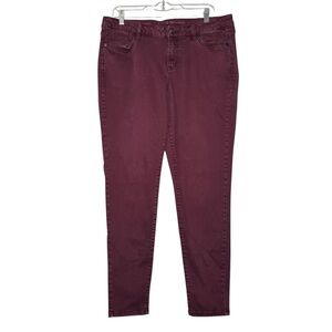 Lane Bryant Mid Rise Super Stretch Skinny Jeans Maroon Wine Purple Size 14